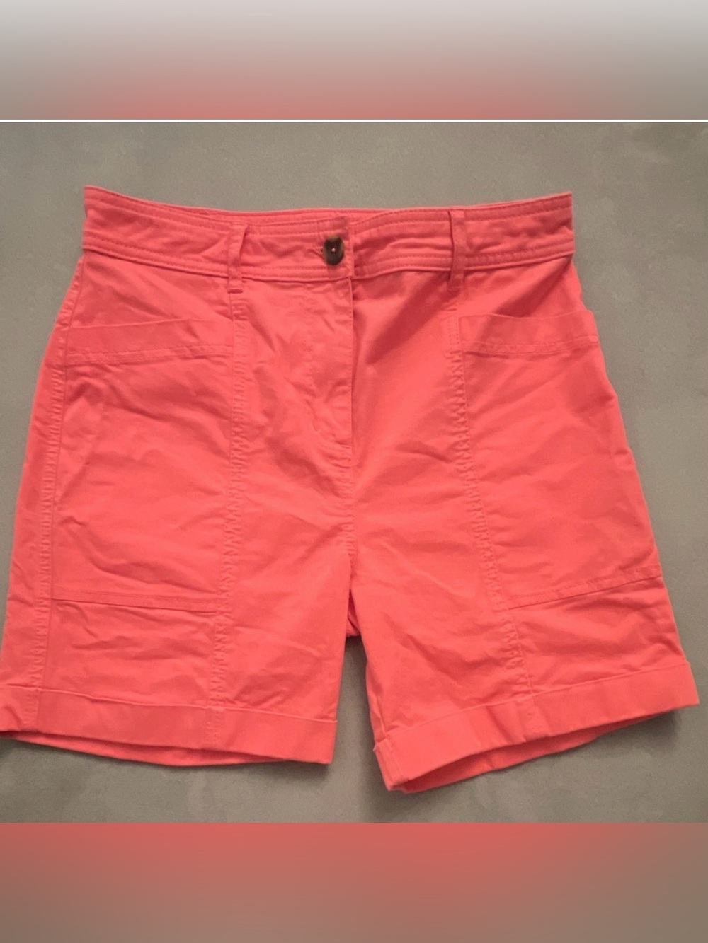 Boden Mid-Rise Women’s Pink Cotton Twill Bermuda Shorts Button Pockets